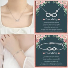 Friendship Gifts Heart Infinity Necklace Bracelet Christmas Birthday Presents UK