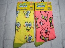 NEW 2 Pair Nickelodeon SpongeBob SquarePants Patrick Crew Socks Adult Size 9-13