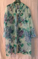 East Floral Lightweight Sheer Silk Mid-calf Length Jacket / Coat, Bnwt, Size 16