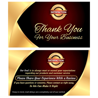150-2000 Ebay Seller Thank You Business Cards (Gold Card) Bulk Notes,Amaz & Etsy