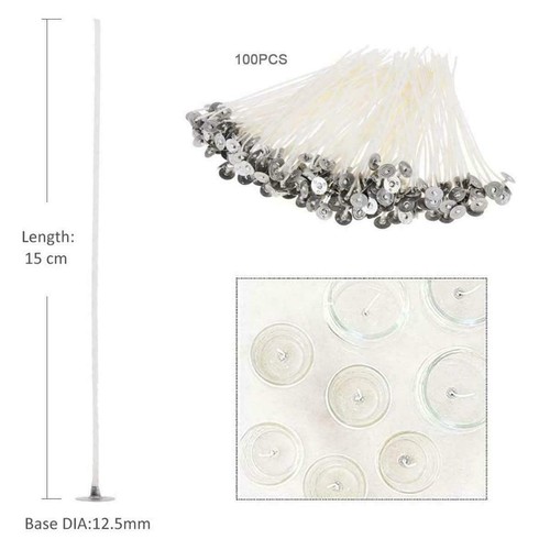 HIGH QUALITY PRE WAXED CANDLE WICKS WITH SUSTAINERS LONG TABBED 150mm CRAFT - Picture 2 of 10