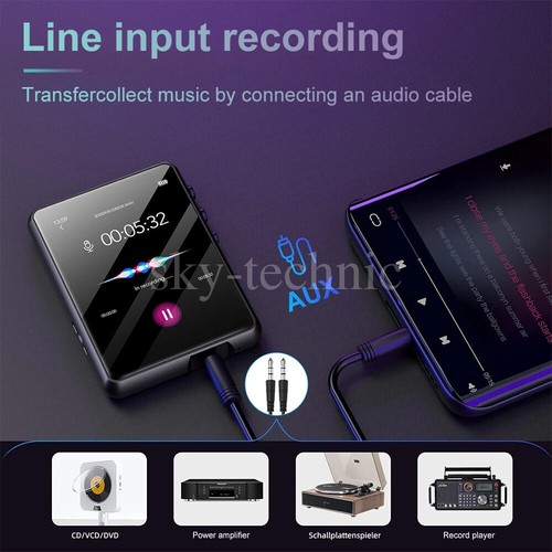 16GB/64GB Bluetooth MP3 Player HiFi Bass Musik Spieler HD mit FM Radio Alarm - Picture 9 of 26