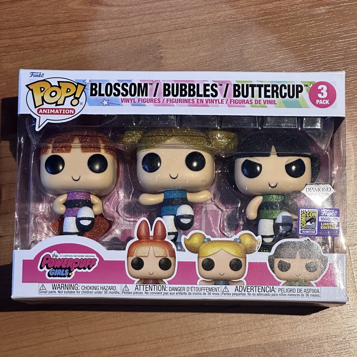 SDCC 2023 FUNKO POWERPUFF GIRLS DIAMOND 3 PACK LE1000 EXCLUSIVE w