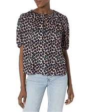 VELVET By Graham & Spencer Arie Printed Half Sleeve Blouse Top Mojave S $169 C7