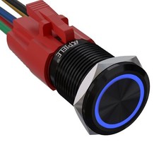 16mm Latching Push Button Switch 12v Dc On Off Black Shell With Led Angel Eye He