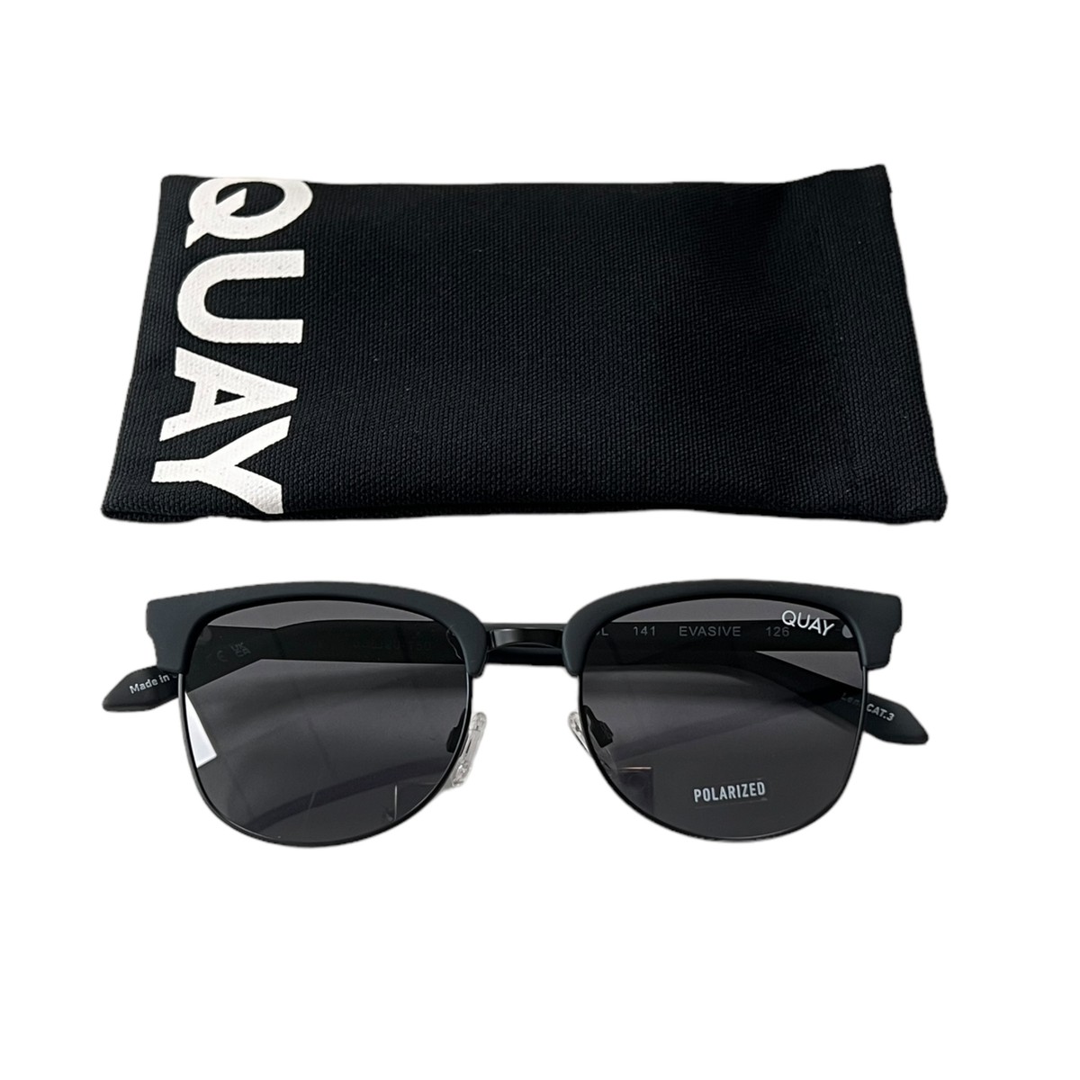 Quay Australia Evasive Sunglasses Matte Black Smoke 
