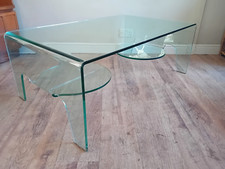Beautiful ITALIAN  Modernist Tempered Glass Folded Drinks / Coffee Table