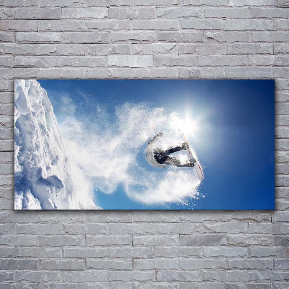 Tableau photo sur toile sports d'hiver décoration montagne format panoramique 120x60 cm