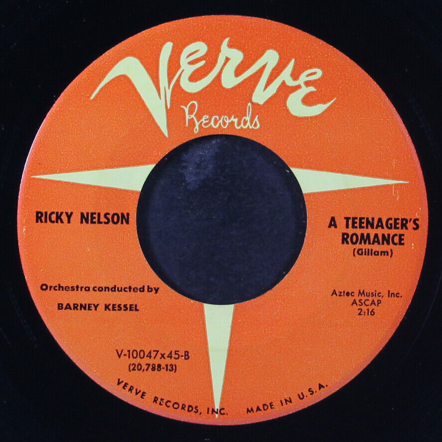 RICKY NELSON: i'm walkin' / a teenager's romance VERVE 7" Single 45 RPM