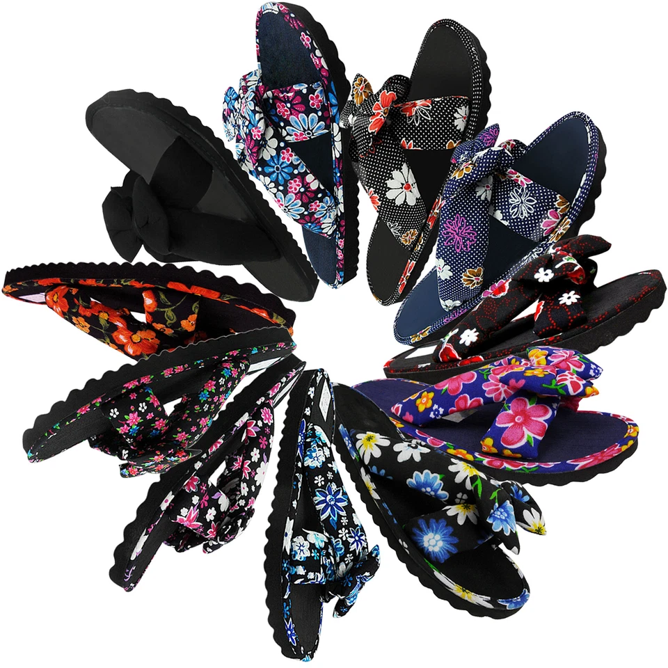 NEW WOMEN LADIES LIGHT FLAT SLIP ON FABRIC MULES SUMMER SANDALS FLIP FLOPS SIZE - Image 2 of 4