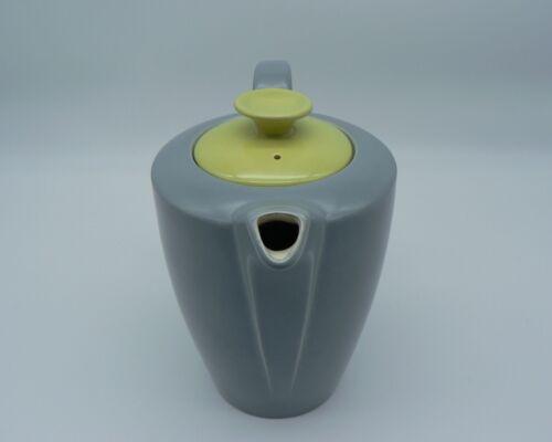 POOLE POTTERY LIME YELLOW & MOONSTONE GREY 1.5PT COFFEE POT PERFECT C102 VINTAGE - Picture 16 of 17