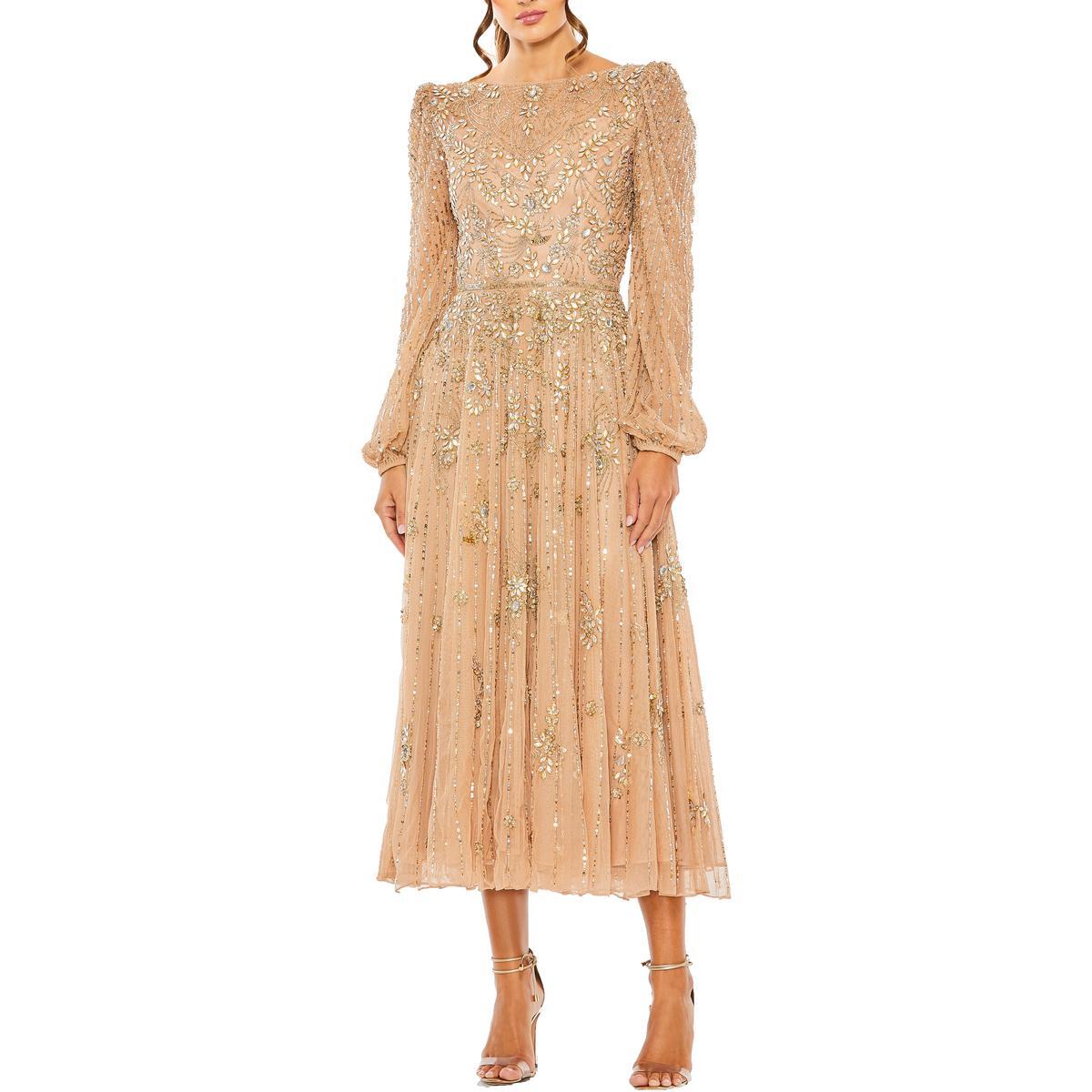 Свадебное коктейльное и вечернее платье Mac Duggal Womens с коричневыми вставками, 4 BHFO 6737