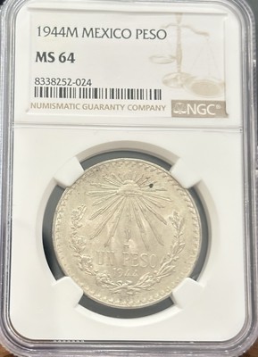 1944年 メキシコペソ（レイ帽） MS 64 NGC認証 1944M Mexico Silver Un Peso - NGC MS 64 | eBay