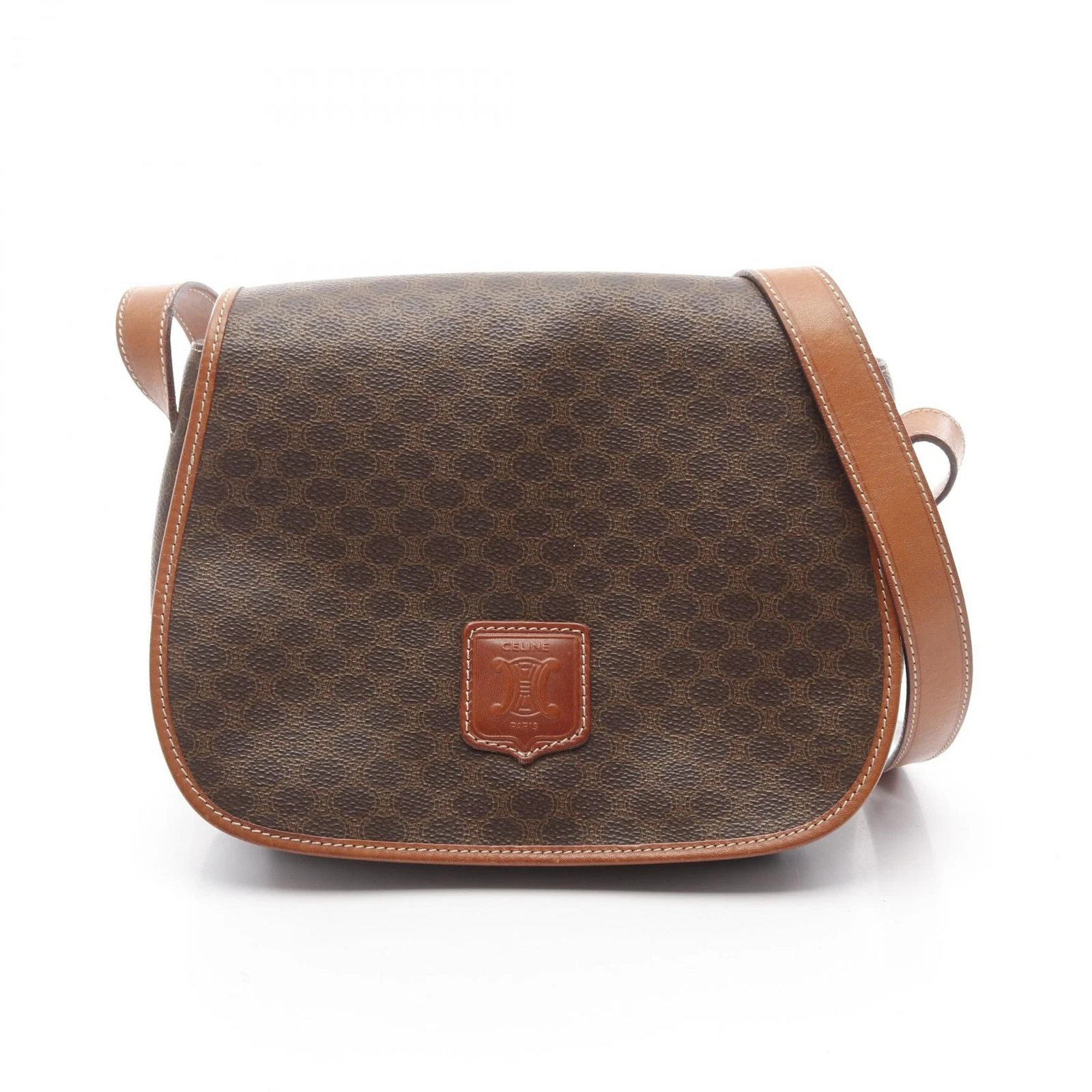 Borsa a tracolla Celine Macadam rivestita in pvc tela pelle con