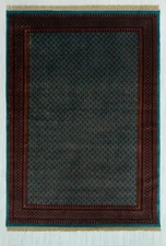 6x9 Blue Persiann Senneh Hand Knotted High KPSI Soft Thick Plush Feel Wool Rug