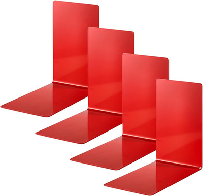 4301-12-4 - Buchstützen aus Metall, 4 Stück, rot, 14 x 14 x 8,5 cm, für Schule, 