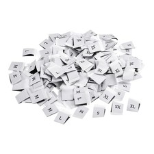 250 Pcs XS/S/M/L/XL White Clothing Sewing Size Label Embroidered Label