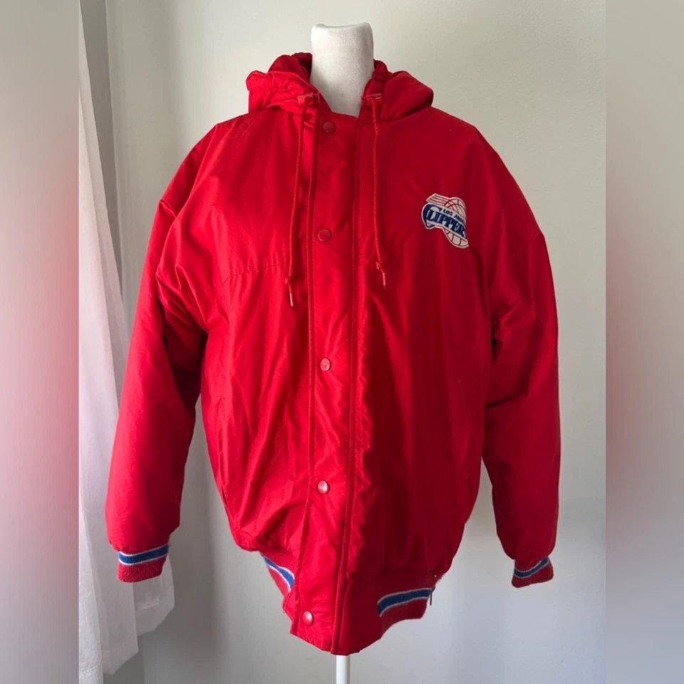 Vintage ‘90s Starter Los Angeles Clippers Red & Blue Full Zip Hooded Jacket - Image 2 of 4