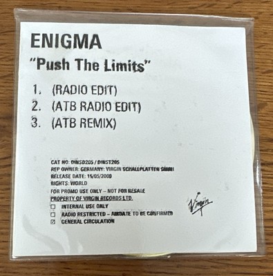 Enigma Push the Limits 3 Track Promo CD 15/05/2009 Virgin Germany General Circ