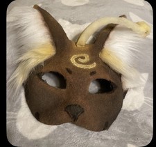 Handmade Alien Cat Mask Brown With Yellow Det...