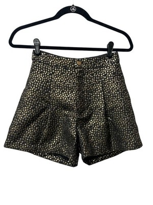 MINKPINK Black And Gold Metallic Dot Shorts Size XS Fancy Party NEW