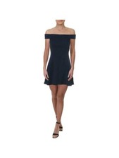 TEEZE ME Womens Short Sleeve Off Shoulder Micro Mini Party Fit + Flare Dress