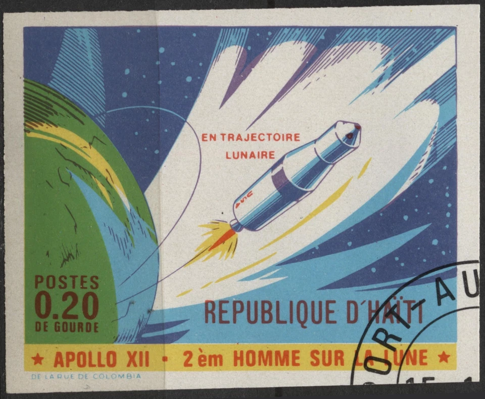 Haiti 1970 #639x~639Ox 5c-1.50g, Space Exploration, imperf, used - Image 3 of 4
