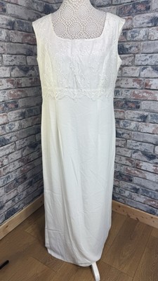 Vintage Richards Damen weiß Spitze Mieder Maxikleid Größe UK 16 Anlass Hochzeit
