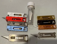 9 Pack Box Cutters Retractable  - Copper Brass Steel Blue Red Gold X-Acto Blades