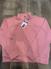 Champion Womens Large Air Layer Rib 1/4 Zip Pullover Pink Sweatshirt NWT
