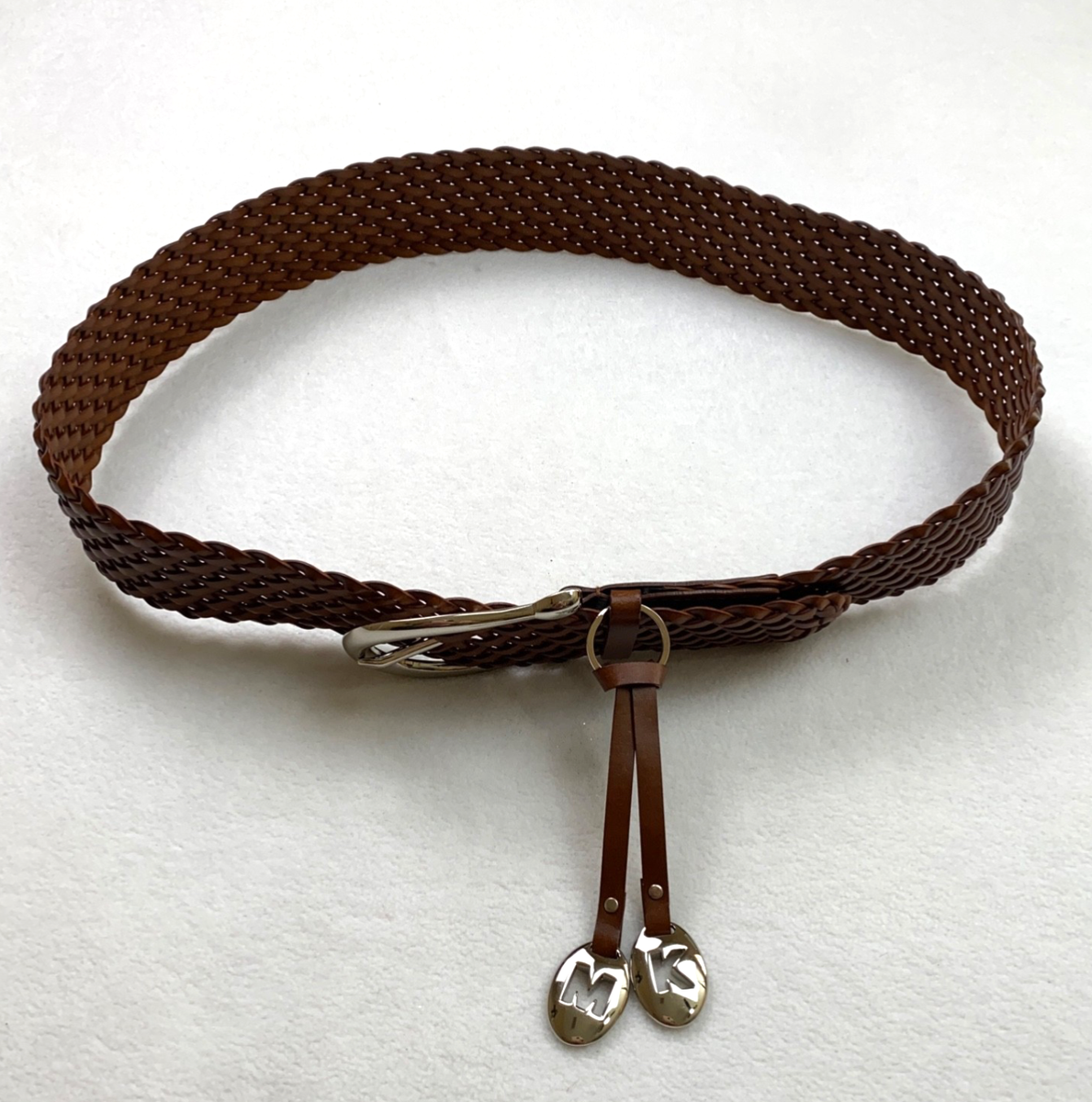 Michael Michael Kors Leather Woven Braided MK Charm Wide 