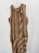 Pre-Owned JAX Tan Size 12 Midi Sleeveless Dress