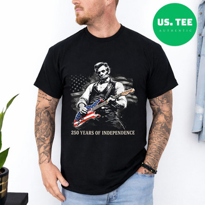Abraham Lincoln Abe Lincoln Playing Guitar 250 Years Freedom Vintage T-Shirt