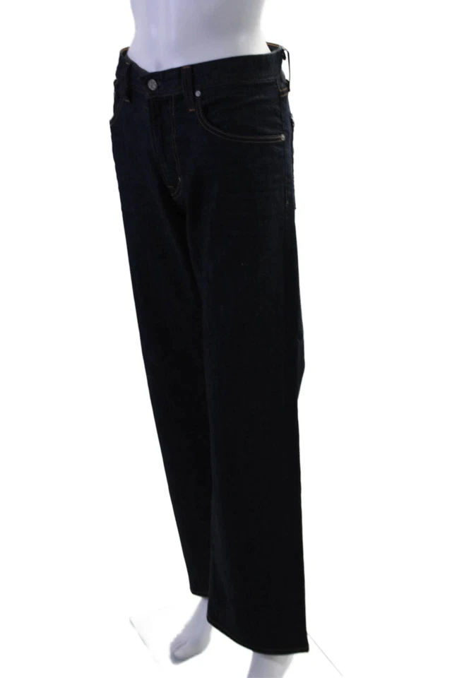 Pantalones de mezclilla AG Adriano Goldschmied para mujer de algodón de pierna recta lavado oscuro azul talla 34 Foto 2 de 4