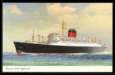 Passagierschiff R.M.S. Sylvania in voller Fahrt, Ansichtskarte 