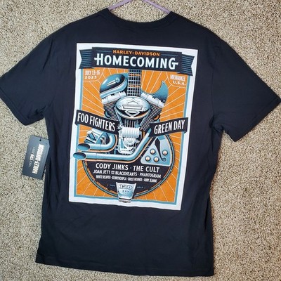 HARLEY DAVIDSON 120th Homecoming T-Shirt L Large NEW Foo Fighters Green Day 2023
