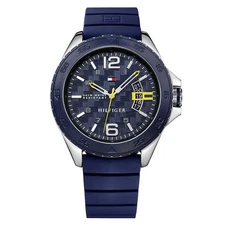 Tommy Hilfiger men's 47 mm stainless steel case Blue dial, Silicon Strap 1791204