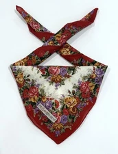 WOMEN HANDKERCHIEF YSL Rose FLORAL Red White  BANDANA COTTON POCKET SQUARE 18”