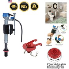 Toilet Fill Valve Kit with Flapper 2 Inch Adjustable High Performance