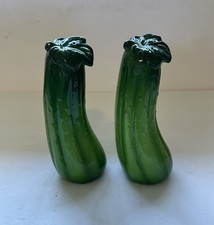 VTG Salt and Pepper Shakers Cucumber Green 6 in Tall Made in Japan