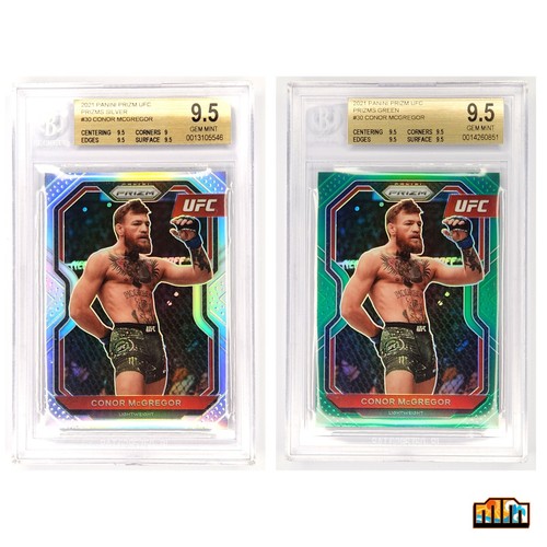 Conor McGregor 2021 UFC 329 2 x Panini Silver & Green Prizm BGS 9.5 #30 GEM MINT