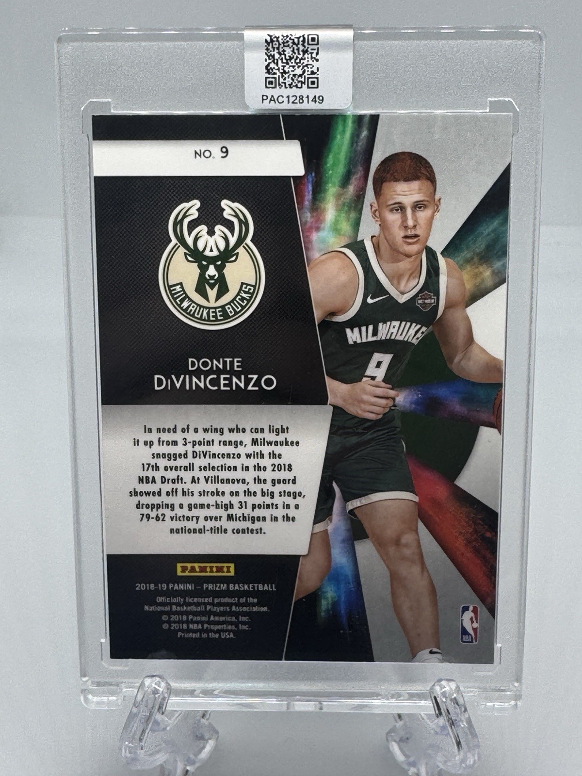 Donte DiVincenzo Autographed 2018-19 Panini Prizm Freshman Phenoms #9 RC (COA)