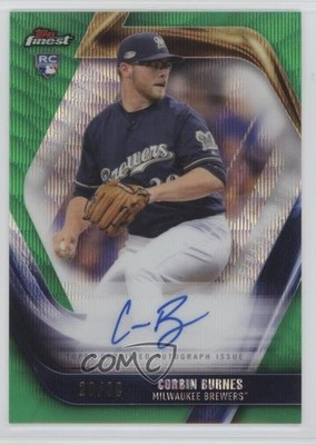 2019 Finest Firsts Green Wave Refractor /99 Corbin Burnes Rookie Auto RC vs3