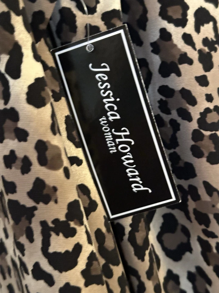 Cardigã Jessica Simpson estampa de leopardo espanador frente aberta manga 3/4 plus size 18W - Imagem 4 de 4