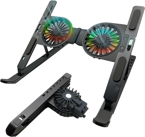 Adjustable Laptop Stand with Cooling Fan, Portable Foldable Laptop Holder, Ergo - 第 1/9 張圖片