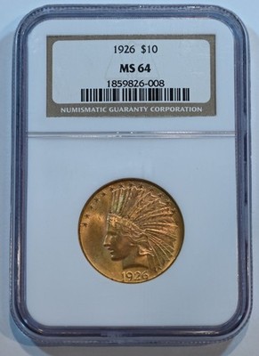 1926 $10 Gold TEN DOLLAR Indian $10 NGC MS64 - free shipping!! | eBay