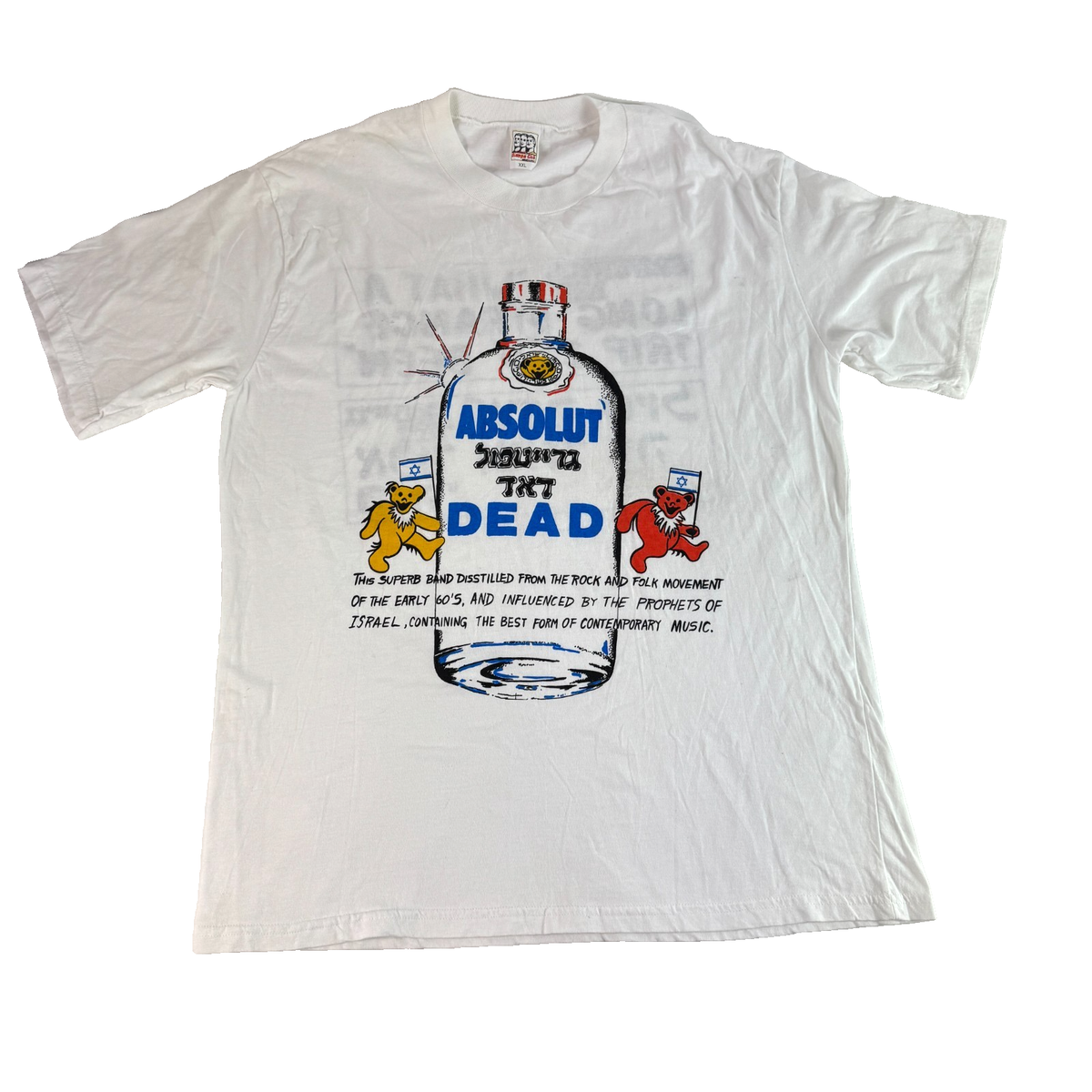Vintage 90s Grateful Dead T Shirt Absolut Vodka Hebrew Jewish
