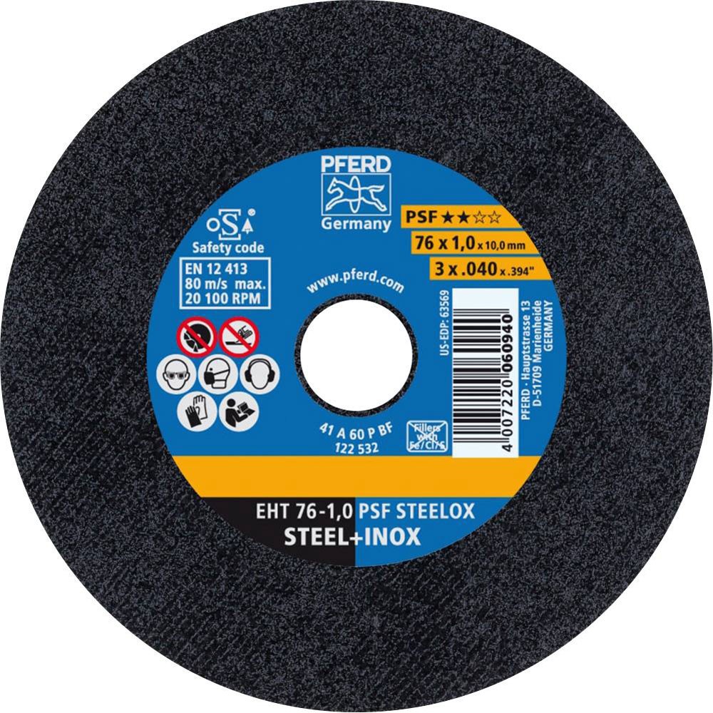 PFERD PSF STEELOX Cutting Disc 76mm 10pcs for Steel/INOX