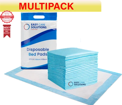 EASY CARE SOLUTIONS 100 x Disposable Incontinence Bed Pads 60x90 cm Protection Sheets - 4 Pack of 25