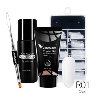 Poly Nagel Gel Set Nageldesign Aufbau Acryl Transparent Kristall UV Aushärtbar